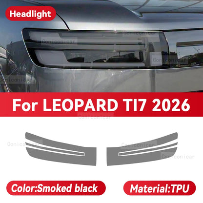 Film de protection en TPU noir fumé pour phares de voiture LEOPARD TI7 2026, film teinté pour phares avant, changement de couleur, autocollant de protection