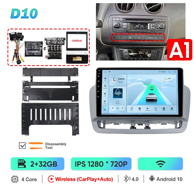 Pour Seat Ibiza 2012 2013 2014 2015 Android Auto Carplay Radio voiture lecteur vidéo multimédia GPS Navigation QLED écran tactile 4G