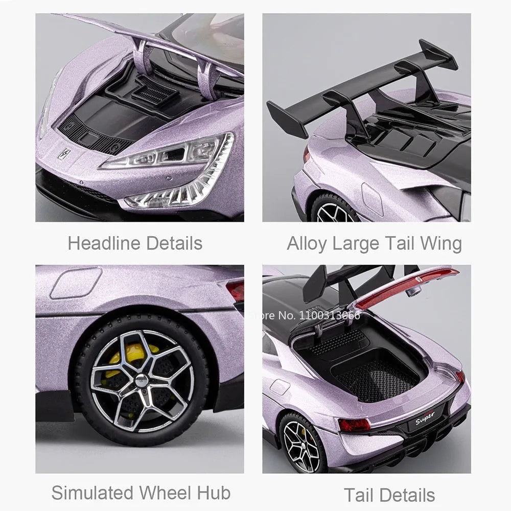 1:24 BYD YANGWANG U9 Lambor Sian voitures modèles miniatures jouets roue Absorption des chocs lumière musique supercar pour enfants Edutainment