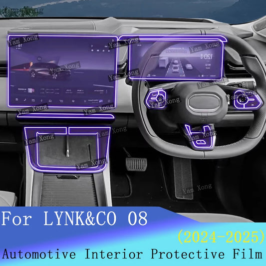 Autocollant anti-rayures pour écran de navigation automobile pour LYNK CO LYNK&CO 08, film complet pour l'intérieur, film de protection transparent pour le panneau de vitesses