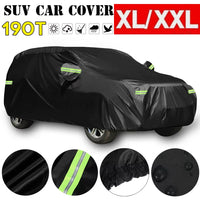 Qualité universelle SUV/berline couverture de voiture complète noir Durable extérieur imperméable soleil pluie neige Protection UV voiture fermeture éclair conception M-XXL