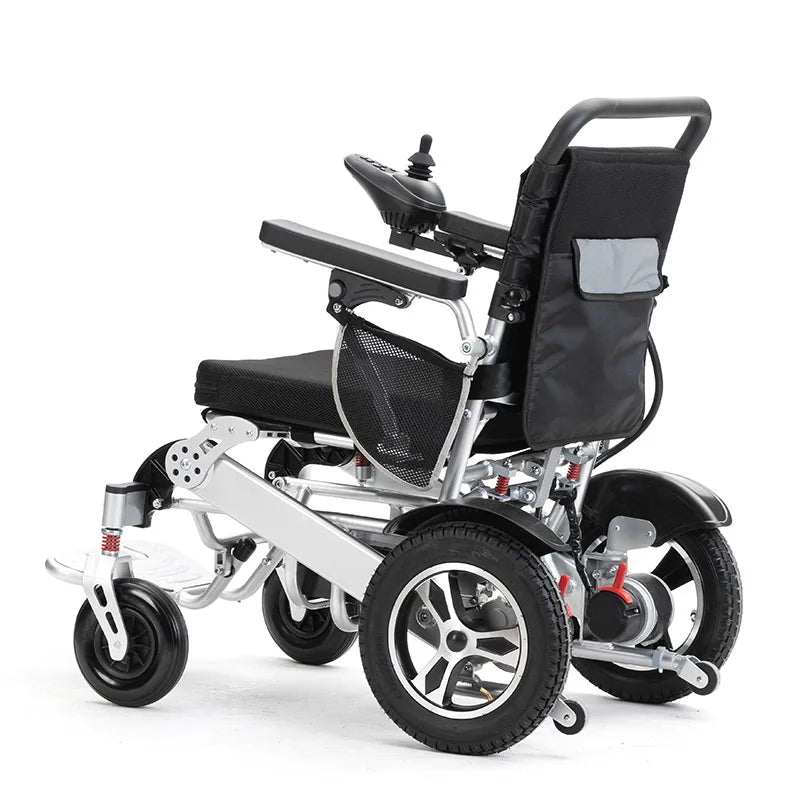 Fauteuil roulant électrique pliant automatique léger, cadre en alliage d'aluminium, avant et arrière
