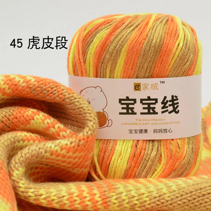 Fil spécifique pour bébé 50g, coton de lait protéiné en soie, fil de matériel de poupée de pull de chapeau tissé à la main, doux pour la peau avec une élasticité