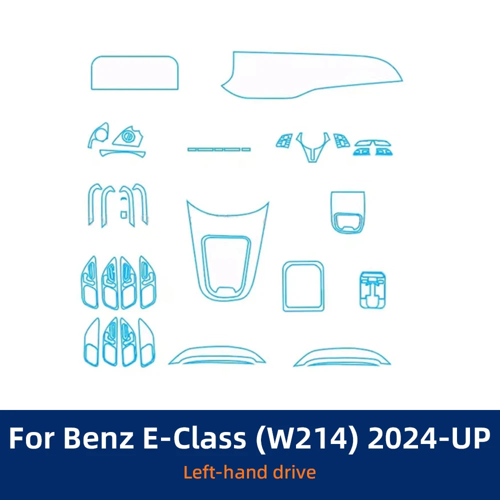 Film de protection en TPU pour Mercedes Benz, classe E 2024, console centrale intérieure de voiture, style de réparation anti-rayures transparent, MB W214