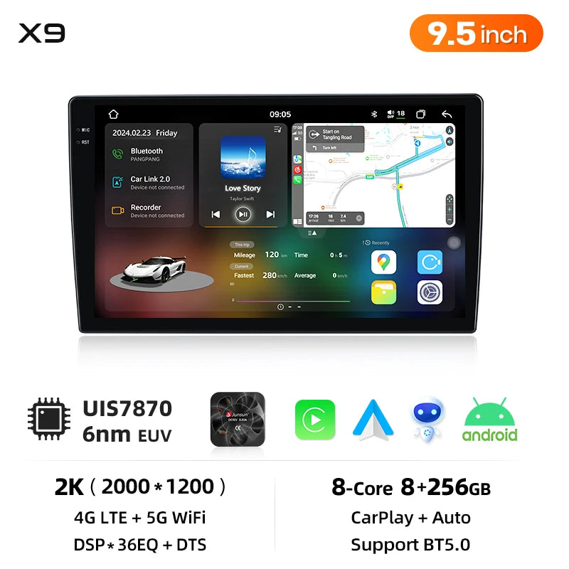 Junsun sans fil CarPlay Android Auto Radio pour Volvo XC90 2004 2005 2006-2014 voiture multimédia GPS Navi 2din RDS BT écran stéréo