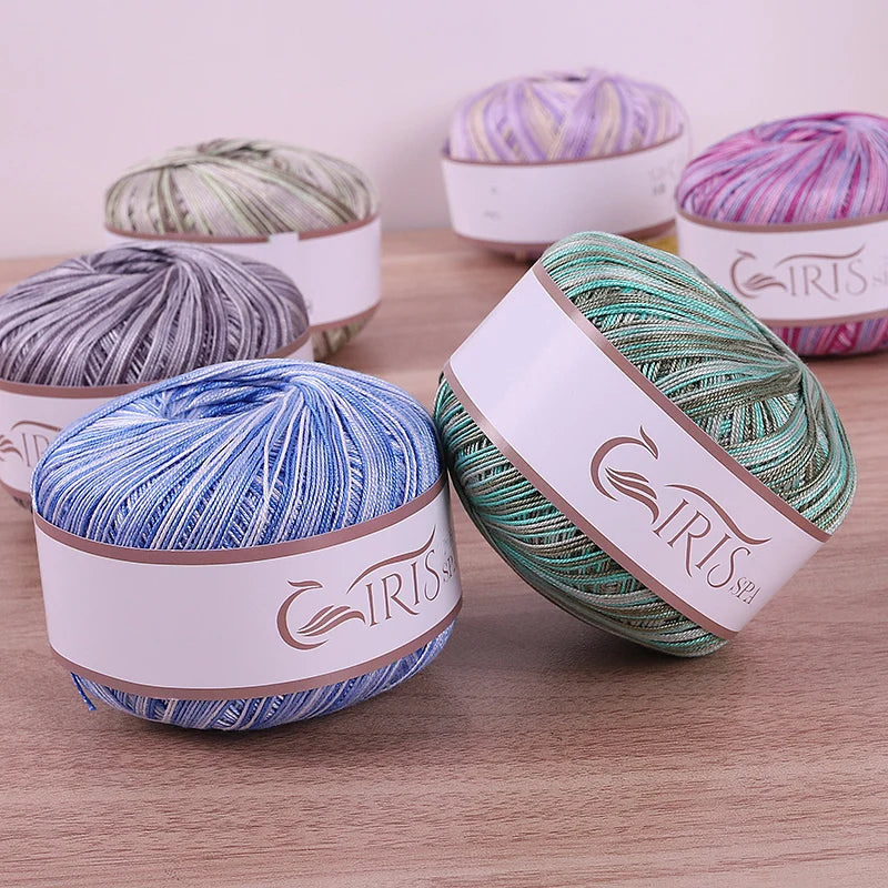 6 #   Fil de dentelle, fil de coton 100% pur coloré teint dégradé mercerisé, fil fin au crochet, tricot fait à la main, châle ajouré d'été, fil de tricot pour pull, 1 pièce = 6 pièces = 300 grammes