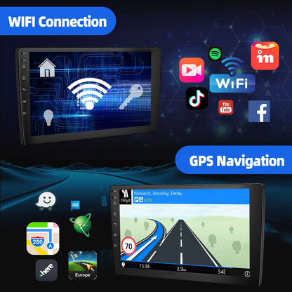 ESSGOO Écran Tactile 10.1 Pouces 2 DIN 2+64GB/4+64GB Autoradio Android 14 Carplay Sans Fil Android Auto GPS Navigation WiFi FM RDS Entrée Caméra Arrière Contrôle du Volant Mirror Link Bluetooth Écran Divisé USB