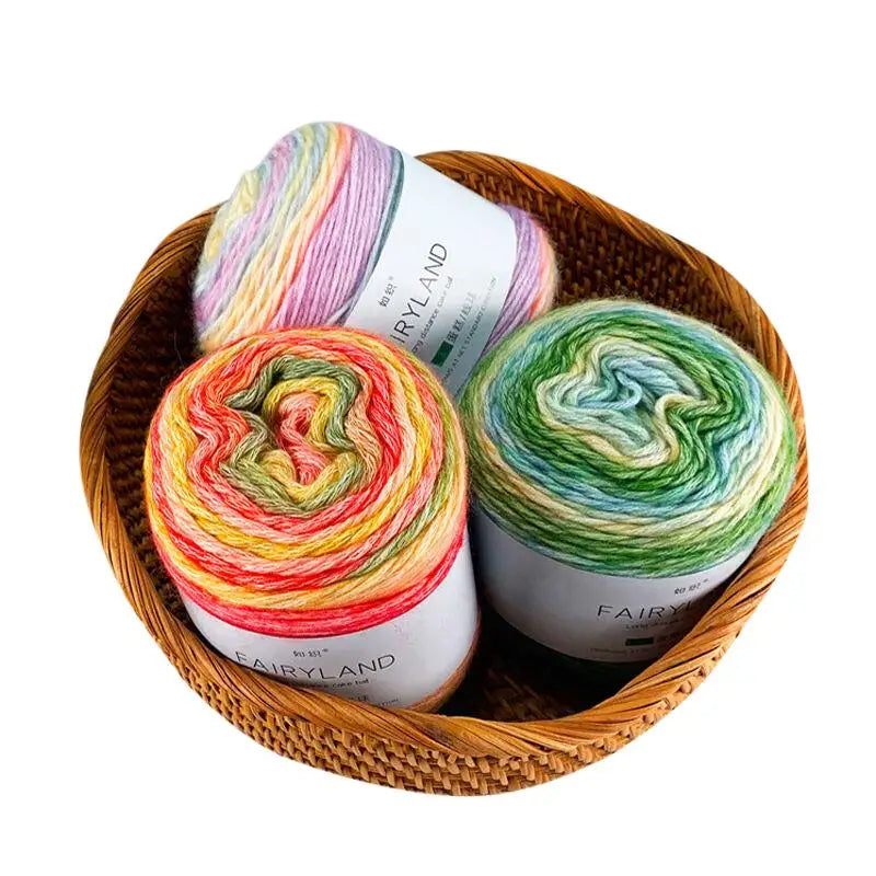 Fil à gâteau dégradé pour tricoter à la main, fil coloré au Crochet, Section moyenne et épaisse, fil arc-en-ciel en laine de coton teint, 100 g/pièce