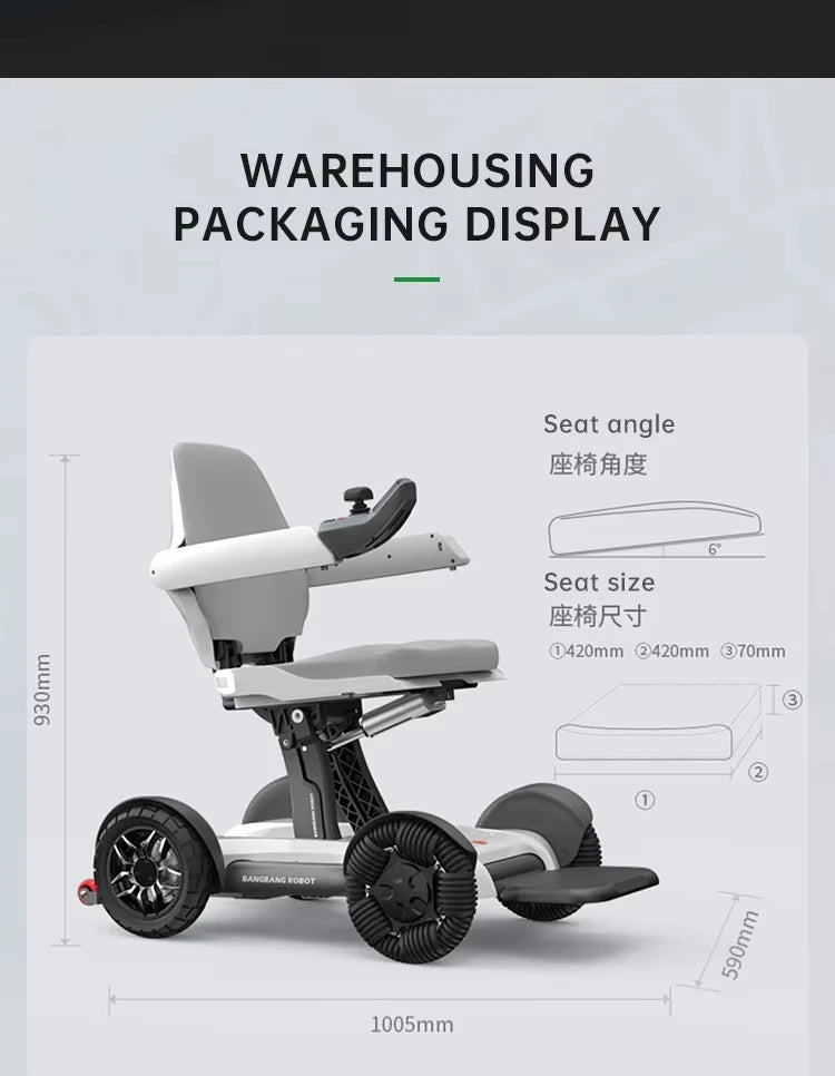 Fauteuil roulant électrique tout terrain pliant automatique Intelligent avec batterie amovible fauteuil roulant de contrôle sans fil pour le