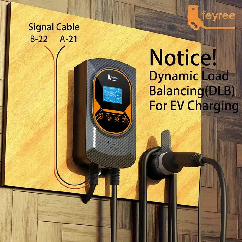 شاحن Feyree EV Type2 كابل 32 أمبير 7.6 كيلو واط شحن ديناميكي موازنة Wallbox EVSE وظيفة التطبيق 11 كيلو واط 22 كيلو واط محطة شحن سيارة كهربائية