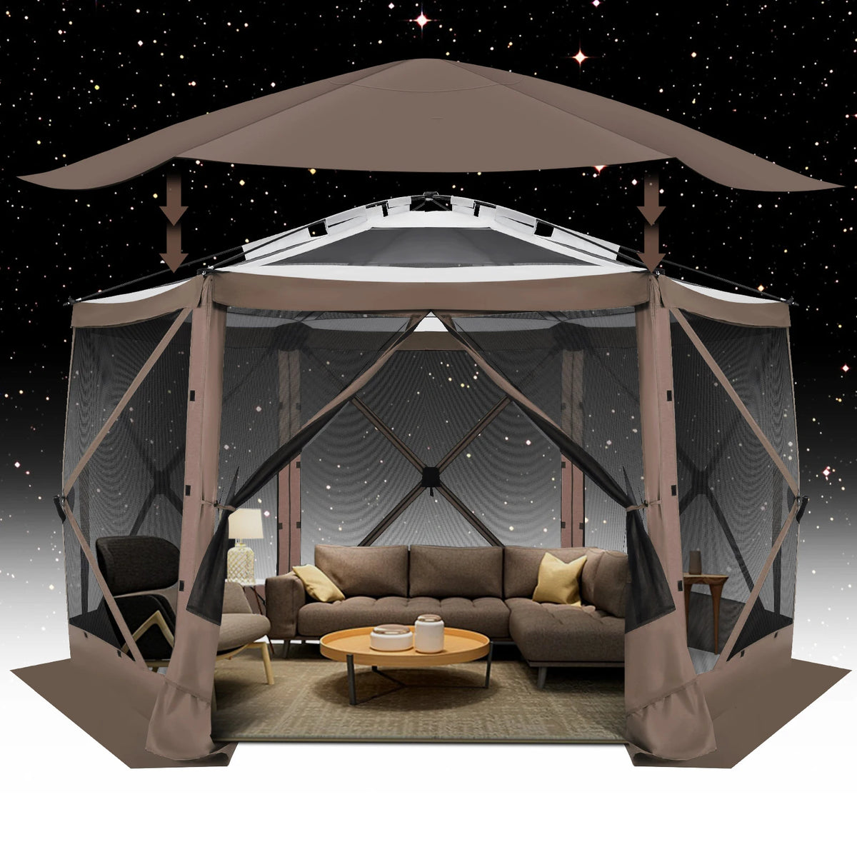 Maison d'écran de tente de belvédère escamotable pour le camping, pièce d'écran de 12x12 avec le toit parfait, belvédère d'écran extérieur avec le filet