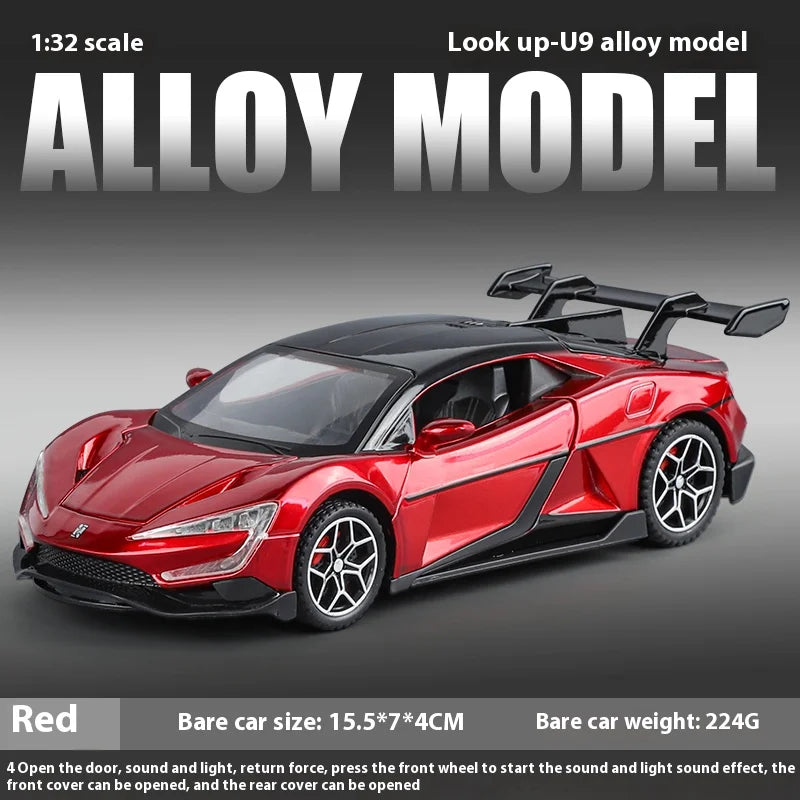 Simulation 1:32 YANGWANG-modèle de voiture en alliage U9, véhicule de jeu cadeau d'anniversaire avec son et lumière voiture jouet pour enfants garçon