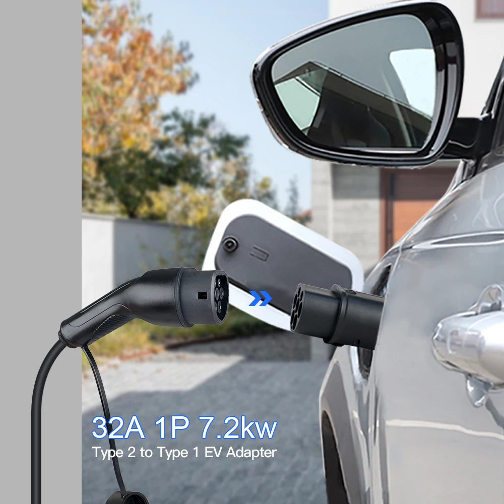 Kolanky Type2 à Type1 EV chargeur adaptateur convertisseur IEC 62196 16A 32A J1772 pour connecteur de charge de véhicule électrique