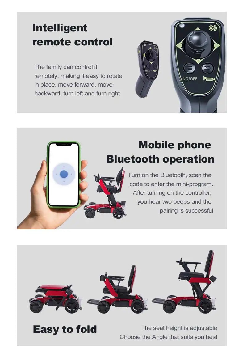 2025 offre spéciale Bluetooth contrôle en aluminium pliant léger motorisé fauteuil roulant électrique pour personnes handicapées
