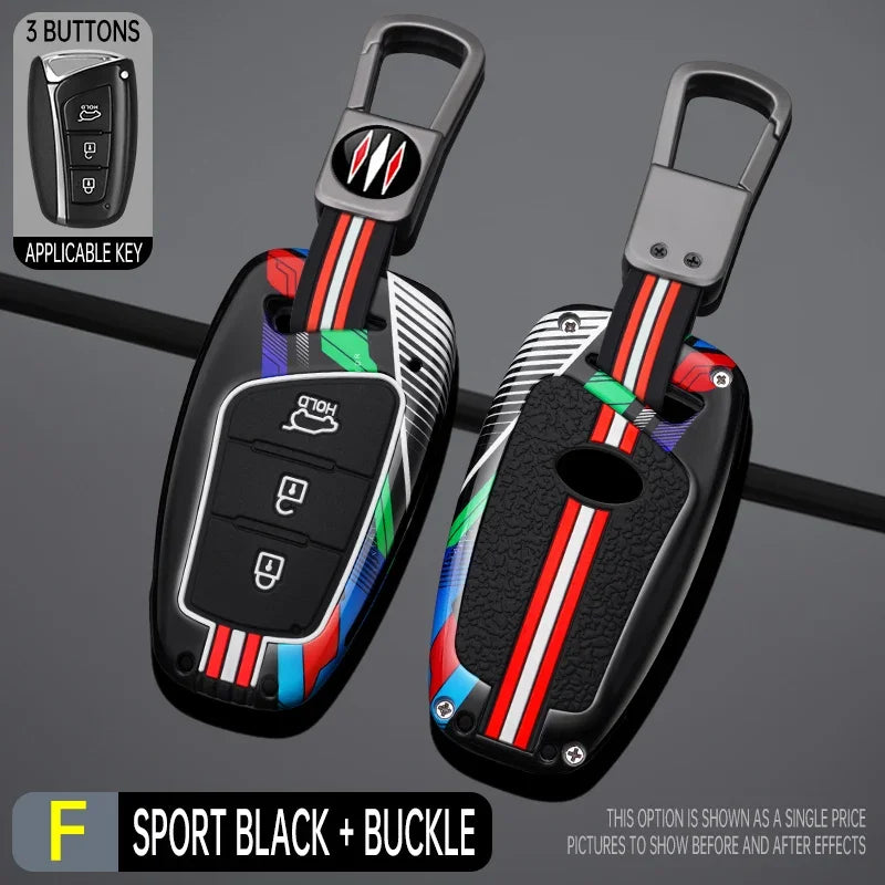 Étui à clés de voiture en métal de style course, housse de porte-clés pour Hyundai, Fast 45, Santa Fe, dehors, Equus, Centennial, Grandeur, Azera, Genesis G80, 2013-2017