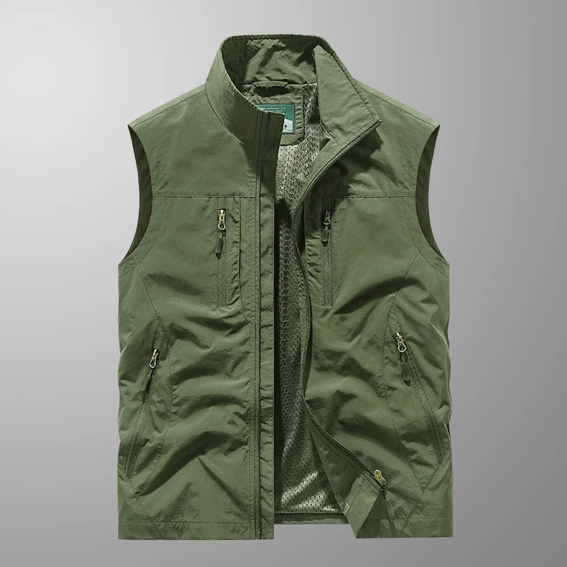 Grande taille hommes été en plein air randonnée gilet tactique multi-poches léger coque souple utilitaire voyage Safari Cargo gilet hommes