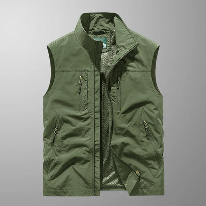 Grande taille hommes été en plein air randonnée gilet tactique multi-poches léger coque souple utilitaire voyage Safari Cargo gilet hommes