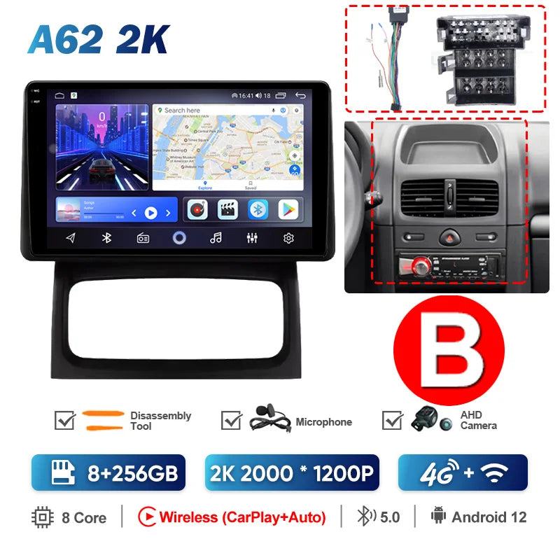 QSZN pour Renault Clio2 BB CB MK2 2001 - 2006 Android 13 autoradio lecteur vidéo multimédia CarPlay Auto 4G unité principale Navigation