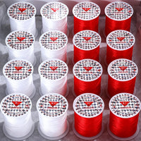 Fil de perles élastique rouge et blanc, pour bijoux, Bracelet, collier, bricolage, cordon de cristal, fils perlés, accessoires de couture, vente en gros