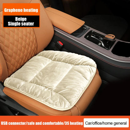 Coussin chauffant de voiture en graphène, coussin de siège en peluche d'hiver, coussin unique électrique USB chaud universel monté sur véhicule 12V, 1 pièce