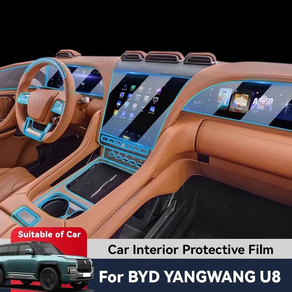 Film de protection Transparent pour Console centrale intérieure de voiture BYD YANGWANG U8 2023 2024, Film de réparation anti-rayures, accessoires