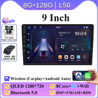 Android 16 universel 9/10 pouces autoradio CarPlay autoradio Android Auto GPS lecteur multimédia 2 DIN WiFi lecteur QLED écran BT
