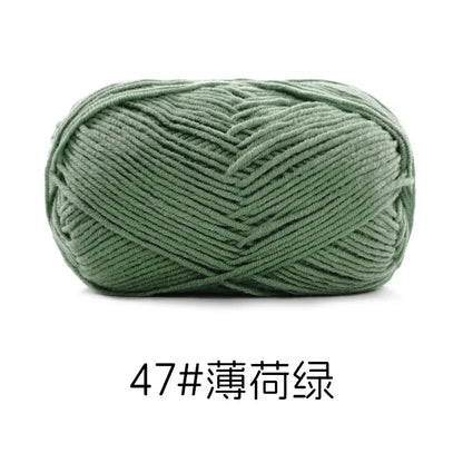 Pelote de Fil de Coton de Lait Peigné à 4 Brins, Laine Douce pour Crocheter et Tisser à la Main, 50g Chacun. 120M)