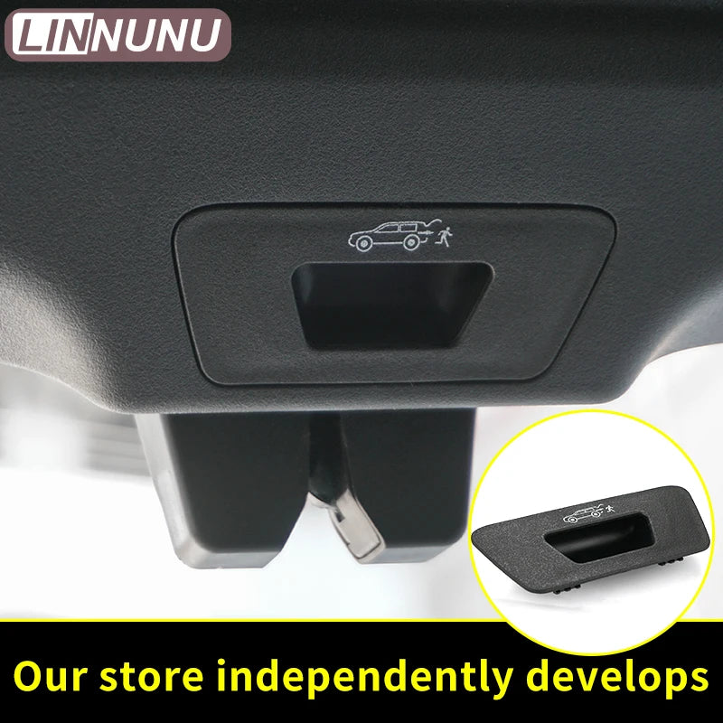 LINNUNU couvercle de commutateur de déverrouillage du couvercle du coffre adapté pour Lynk & co 01 bouton de coffre interne trappe arrière serrure hayon hayon hayon poignée de verrouillage