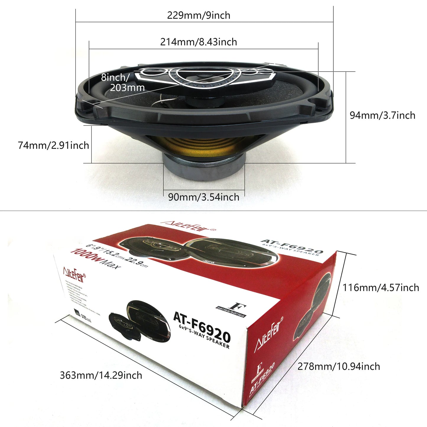 Haut-parleurs stéréo pour voiture, 6x9 pouces (2x100W) 2000W, 5 voies, connexion coaxiale Audio haute résolution, conception universelle encastrée avec contrôle par application
