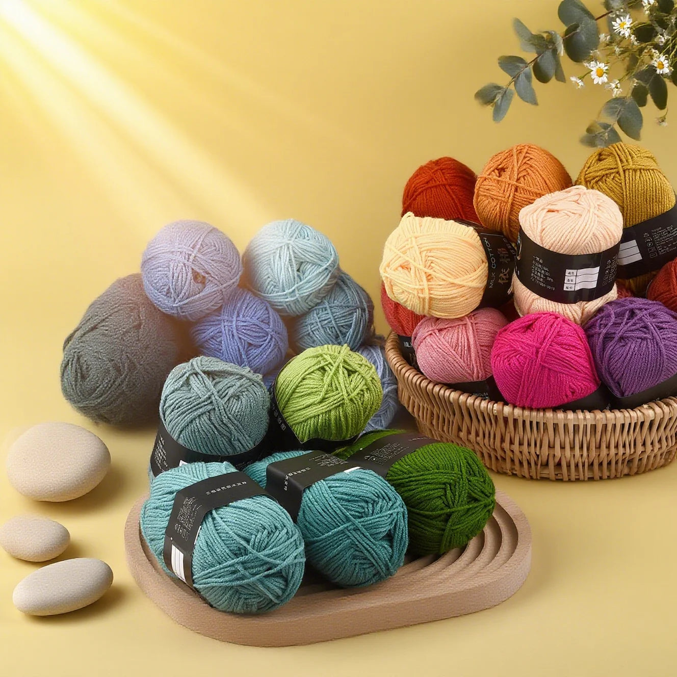 Fil à tricoter en coton doux, tissu mélangé, fil de velours en fibres épaisses, fil de laine au Crochet pour pull, bricolage