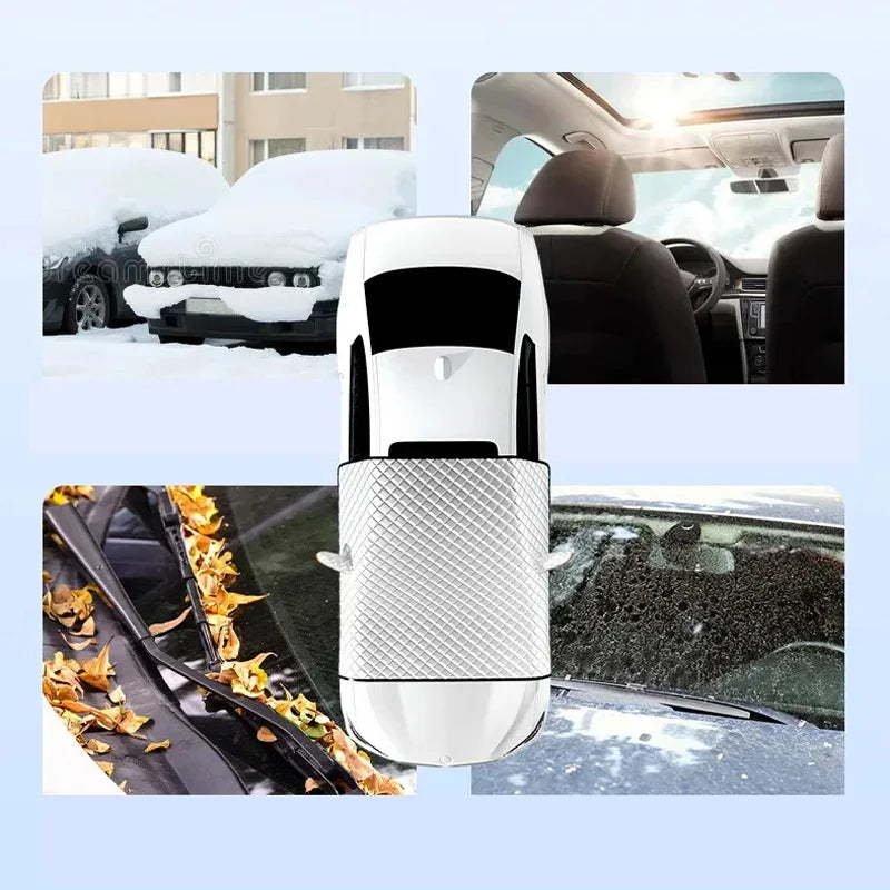 Couverture de pare-brise de voiture magnétique hiver glace neige poussière givre garde UV protecteur voiture fenêtre avant pare-soleil couverture extérieure
