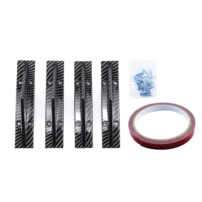 Diffuseur de pare-chocs arrière universel en Fiber de carbone pour voiture, 4 pièces, becquet noir et rouge ABS, diffuseur de lèvre de pare-chocs arrière Anti-collision