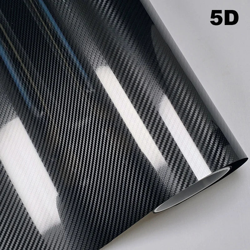 Film de carrosserie de voiture en Fiber de carbone, autocollant en vinyle noir, Film de protection mat et brillant pour moto 6D 5D 4D 3D, feuille de couverture de véhicule