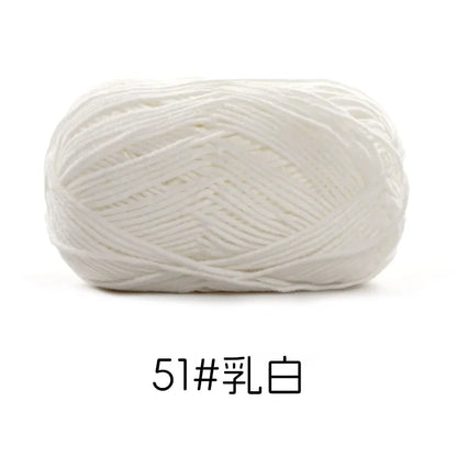 Pelote de Fil de Coton de Lait Peigné à 4 Brins, Laine Douce pour Crocheter et Tisser à la Main, 50g Chacun. 120M)
