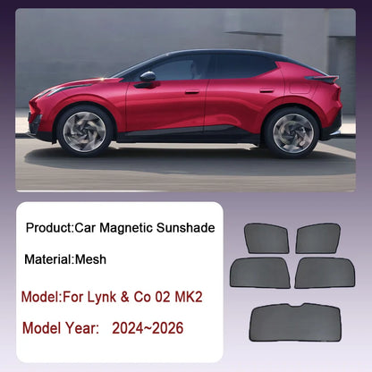 Visière de voiture en maille pour Geely Lynk & Co 02 MK2 Z20 E335 2024 ~ 2026, pare-soleil magnétique en maille, rideaux, accessoires automobiles