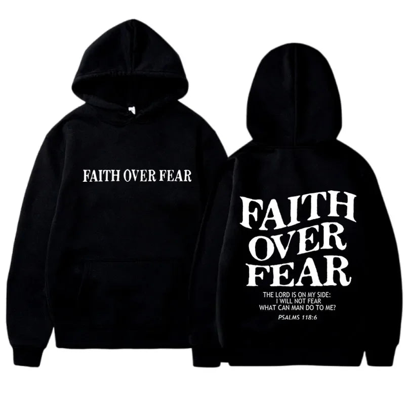 FAITH OVER FEAR sweat à capuche imprimé pour hommes femmes décontracté à manches longues sweats à capuche Hip Hop Harajuku sweat à capuche Y2k hommes hauts à capuche