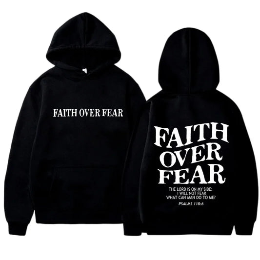 FAITH OVER FEAR sweat à capuche imprimé pour hommes femmes décontracté à manches longues sweats à capuche Hip Hop Harajuku sweat à capuche Y2k hommes hauts à capuche