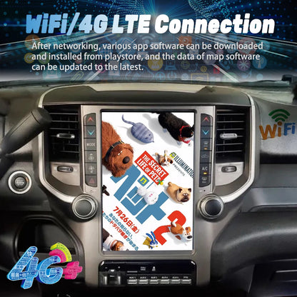 Écran Android de voiture pour Dodge RAM, 8 Go, 256 Go, 2018, 2019 placements, Limitation radio, Lecteur vidéo stéréo, Navigation GPS, Unité principale Carplay