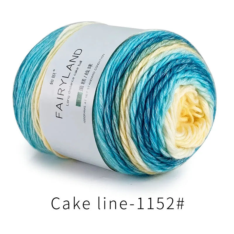 Fil à gâteau dégradé pour tricoter à la main, fil coloré au Crochet, Section moyenne et épaisse, fil arc-en-ciel en laine de coton teint, 100 g/pièce