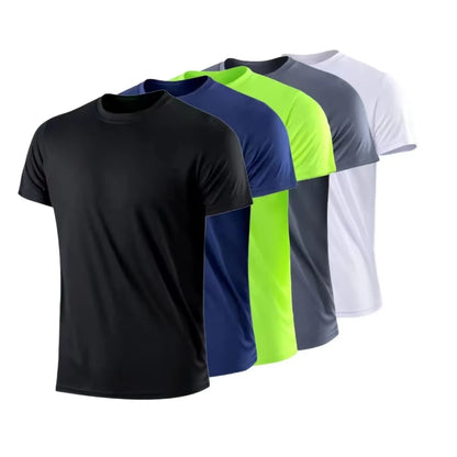 T-shirt de sport pour homme à manches courtes, séchage rapide, respirant, col rond, entraînement, exercice, sport, haut léger