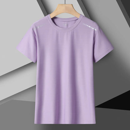 T-Shirt de course réfléchissant pour femmes, haut de Sport en soie glacée à haute élasticité, respirant, à séchage rapide, pour l'été, Cool, T-Shirt actif à manches courtes