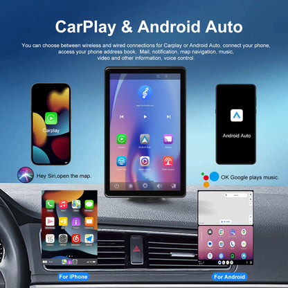 Podofo 8 ''lecteur d'écran intelligent CarPlay Android Auto IPS lecteur multimédia à écran Vertical vers FM Bluetooth Airplay Android Cast