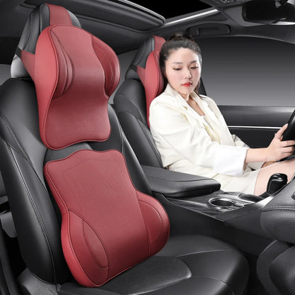 Coussin de nuque et support lombaire en mousse à mémoire de forme pour voiture, soulage le cou et le bas du dos, facile à installer, disponible en plusieurs couleurs