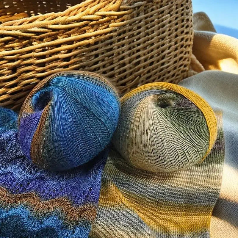 Fil de laine arc-en-ciel 200 g/ensemble, pour tricoter, châles, écharpes, pulls, vestes, chapeaux, bricolage, fil de teinture à Segment doux et confortable