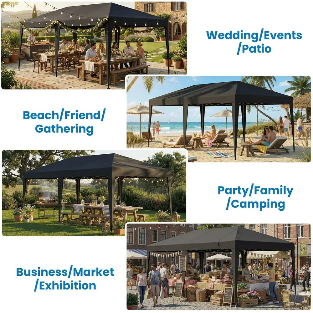 Tente de réception pliante avec 6 parois latérales, tente de mariage extérieure imperméable UV50, abri événementiel commercial, gazebo