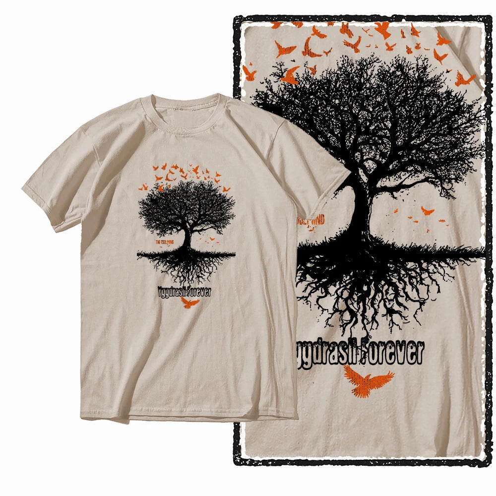 Coolmind MAX yggdrasil printed Exclusive graphic men T shirt 100% cotton big size streetwear men tshirt cool t-shirt tee shirts