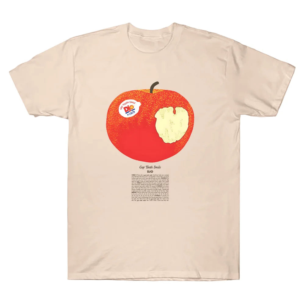 Djo Apple T-Shirt drôle dessin animé graphique t-shirts femmes à manches courtes hommes hauts haute qualité coton T-Shirt unisexe vêtements créatifs