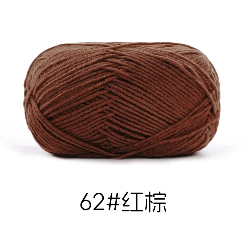 Pelote de Fil de Coton de Lait Peigné à 4 Brins, Laine Douce pour Crocheter et Tisser à la Main, 50g Chacun. 120M)