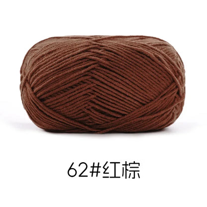 Pelote de Fil de Coton de Lait Peigné à 4 Brins, Laine Douce pour Crocheter et Tisser à la Main, 50g Chacun. 120M)