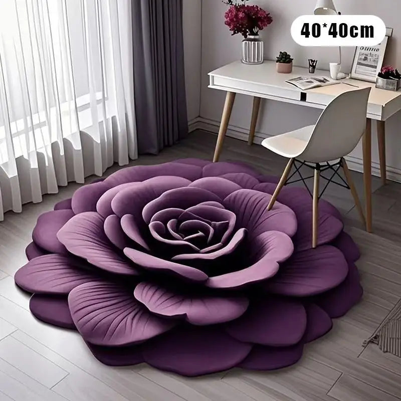 Nouveau tapis de sol en forme de pivoine, doux et durable, 40x40cm, antidérapant et absorbant pour salle de bain